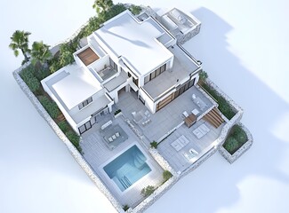 Wall Mural - Modern House Exterior Design With Swimming Pool