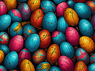 Wall Mural - Colorful easter eggs pattern