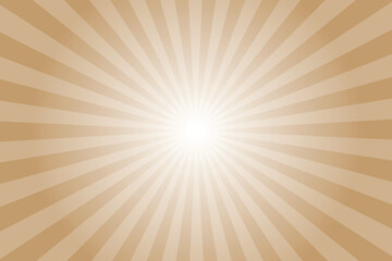 Fototapete - Sun ray vector background. Wood brown radial beam sunrise or sunset light retro design illustration. Light sunburst glowing background.	