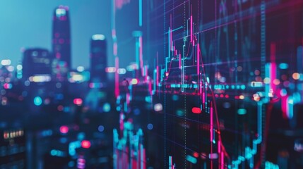 Poster - Graphs of stock exchanges, profit and loss from businesses, and online monitoring of the world economy. Exchange rates. Graphs of stock exchanges.