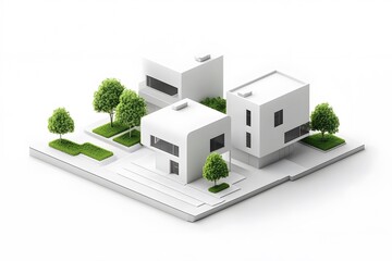 Wall Mural - White Modern House Architectural Model with Trees