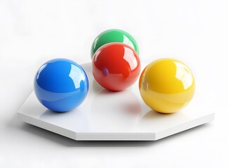 Wall Mural - Abstract Colorful Spheres on a White Platform