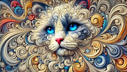 Wall Mural - An abstract depiction of a ragdoll cat's face