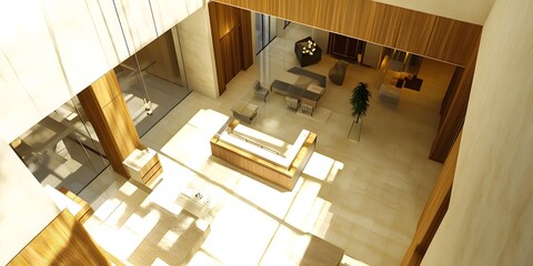 Poster - Modern Minimalist Interior Design of a Hotel Lobby