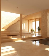 Wall Mural - Modern Minimalist Interior Design with Stairs and Pool