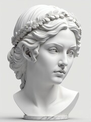 greek goddess nemesis marble statue head bust isolated background