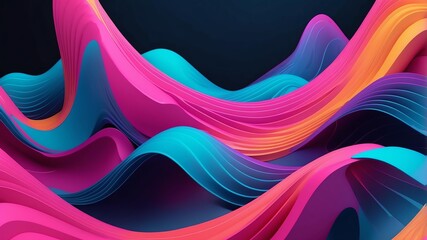 Wall Mural - abstract neon colors with wave patterns for background