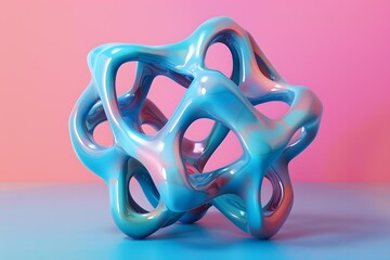 Poster - Abstract Blue and Pink 3D Shape