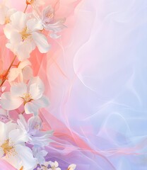 Poster - Soft Pink and White Floral Background with Tulle Fabric