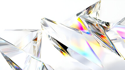 A close-up of crystal-like structures reflecting light and colors.