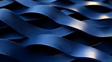 Canvas Print - A close-up of flowing, wavy blue ribbons creating a textured and dynamic pattern.