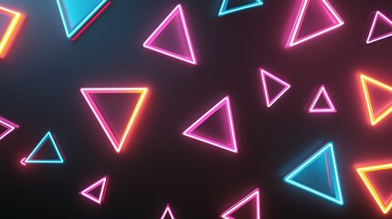 Wall Mural - Neon Triangles Abstract Background.