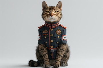 Wall Mural - a cat wearing military uniform