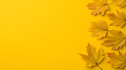 Canvas Print - Vibrant Autumn Leaves on Yellow Background - Perfect for Fall Designs