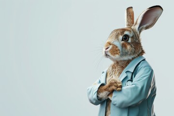 Rabbit wearing a doctor uniform