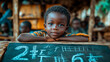© EL_design - Happy african boy learning mathematic, concept back to school.