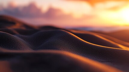 Wall Mural -   sand dunes with the sun setting in the distance and clouds in the sky