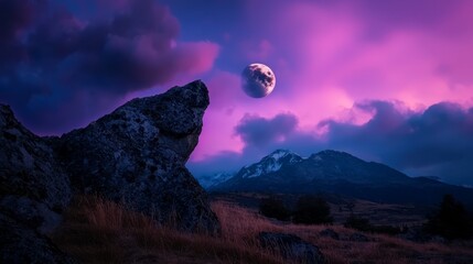 Wall Mural - purple-blue sky, clouded foreground