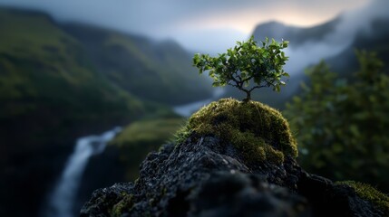 Wall Mural - a mountain with a waterfall