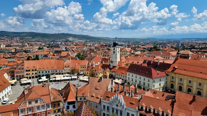 Sibiu old medieval town rooftop view