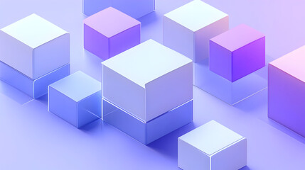 Poster - A collection of colorful, transparent cubes arranged in a modern, abstract composition.