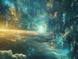 © Handz - Abstract digital landscape with a starry sky and clouds