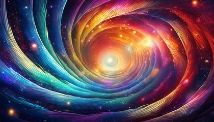 Canvas Print - psychedelic background featuring a hypnotic spiral vortex abstract colorful wallpaper. dynamic dimensions swirling colors