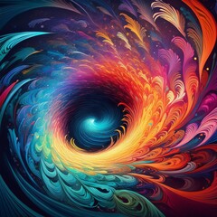 Canvas Print - psychedelic background featuring a hypnotic spiral vortex abstract colorful wallpaper. dynamic dimensions swirling colors