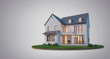 © manow - Cottage house exterior with lawn grass.3d rendering