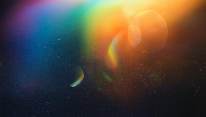 Wall Mural - Abstract Rainbow Light Spectrum Refraction on Dark Surface, Vibrant Gradient Colors Blurring Together in a Dynamic Display of Luminescent Energy and Prismatic Hues