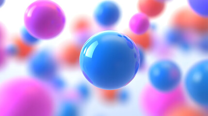 Poster - A colorful array of floating spheres in vibrant hues creating a dynamic visual effect.