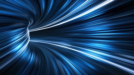 Wall Mural - a vibrant blue vortex creates a mesmerizing effect as light streaks through the tunnel, giving a sen