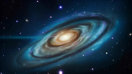 Wall Mural - video of swirling galaxy in deep space, with glowing stars and vibrant colors, representing cosmic beauty, universe, astronomical phenomena