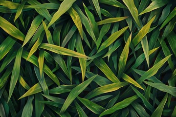 Wall Mural - Detailed view of overlapping blades of green grass in a seamless pattern, Patterns of blades of grass overlapping in a seamless canvas