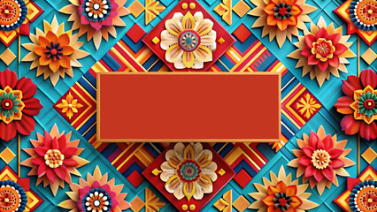 Wall Mural - National hispanic heritage geometric colorful concept design floral pattern background