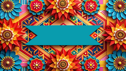 Wall Mural - National hispanic heritage geometric colorful concept design floral pattern background