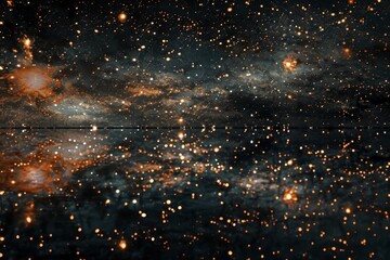 Wall Mural - a large group of stars shining brightly in the night sky, reflective surface mirroring the stars abo