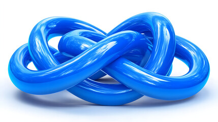 Canvas Print - A glossy blue knot sculpture with intertwined loops.