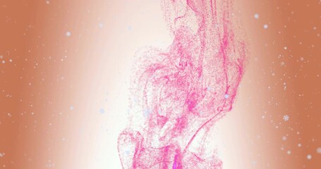 Sticker - Pink ink swirling in water animation over light background with floating particles