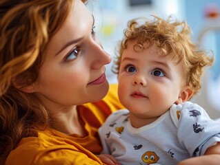 Caring Mother and Baby Moment