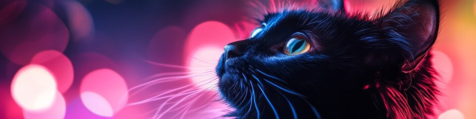 Close up of a fluffy black cat