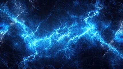 Wall Mural - electric texture. blue lightning on dark sky background. thunderbolt background