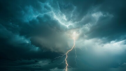 a stormy sky with a lightning bolt in the middle