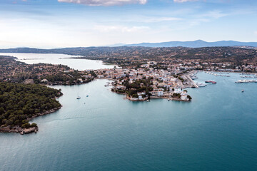 Sticker - Greece, Aerial drone view of Porto Cheli, a summer resort town in Argolis, Peloponnese