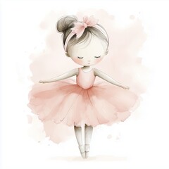 Wall Mural - Sweet little ballerina in a pink tutu with a soft and delicate pose