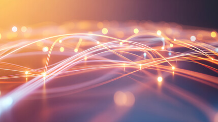 Abstract background with glowing light lines and network connections,