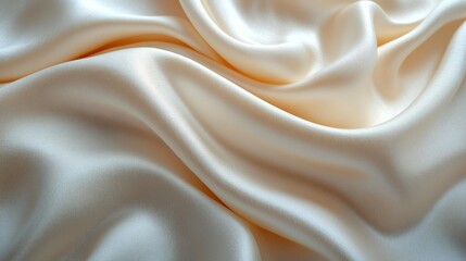 Smooth ivory silk fabric close-up - generative ai