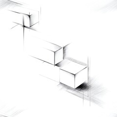 Abstract geometric sketch of cubes in perspective.