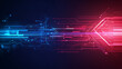 © solom - Abstract arrow-themed technological background with digital lines and circuit board elements in blue, red, and pink colors