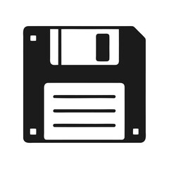 Black silhouette floppy disk icon and vector illustration